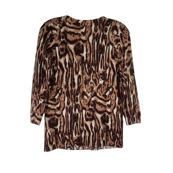 Talbots Sweater Merino Wool Women's Medium Multicolor Animal Print 3/4 Sleeve - Picture 3 of 7
